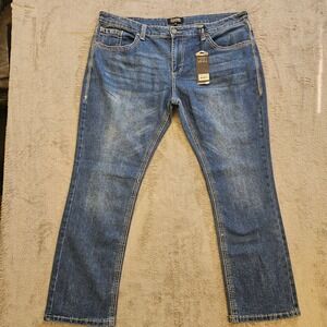 Xtreme Couture Mens Straight Leg Jeans Wash Embroidered Pockets NWT 42x30/46×30